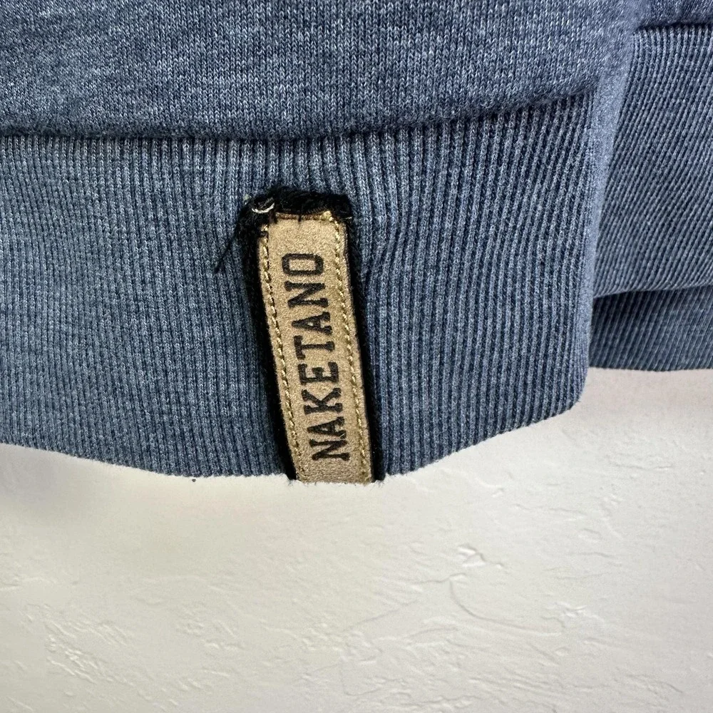 Naketano Hoodie Womens Medium Blue Schnizzel‎ Dizzel Popizzel Cowl Neck Pullover